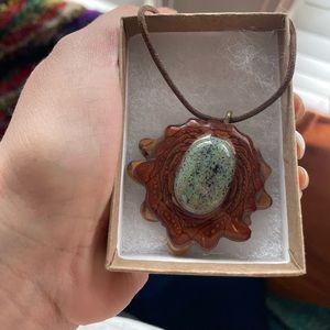 Third eye pinecone necklace worn once! think its labradorite.
